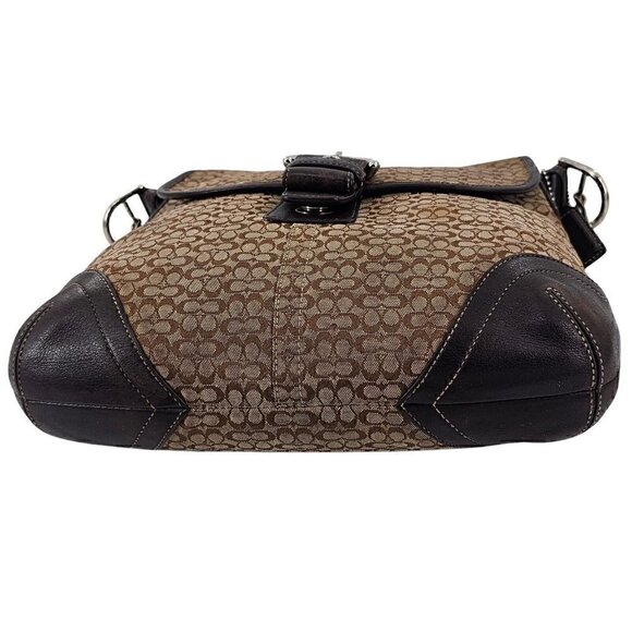 COACH 6376 Soho Brown Signature Monogram Logo Jacquard Leather Shoulder Bag - Picture 6 of 12